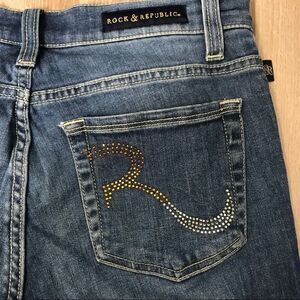 Rock & Republic Roskilde Crop Capri Jeans with Rhinestone Pockets Size 8